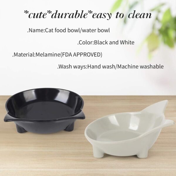 Cotill Cat Bowls, Anti-slip Multi-purpose Cat Food Bowl Pet Water Bowl Cat Feeding Bowl, Set of 3 - Grey/Black/White - Image 3