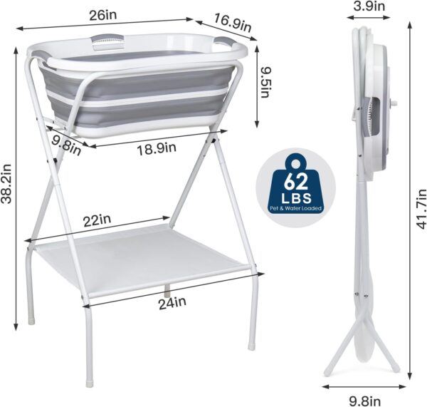 beberoad Pet Dog Booster Bath Elevated Dog Bathing Tub Washing Station for Grooming, Collapsible Foldable Portable Shower Bathtub for Small Dogs Cats Pet, Indoor and Outdoor - Image 7