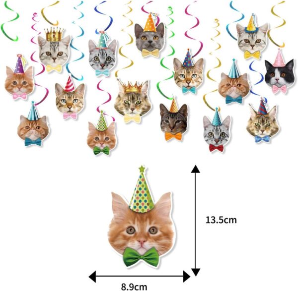 Moorovgi Pieces Cat Swirl Decorations Meow Birthday Party Decoration Kitty Hanging Swirl for Ceiling Kids Boy Girl PET Theme Party Decoration Supplies - Image 5