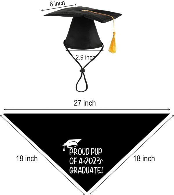 Dog Graduation Bandana and Dog Graduation Cap with 2023 Black Tassel Graduation Dog Cap Bandana Outfits Costumes for Dog Graduation Gift Supplies (One Size, Proud Pup of A Grad) - Image 3