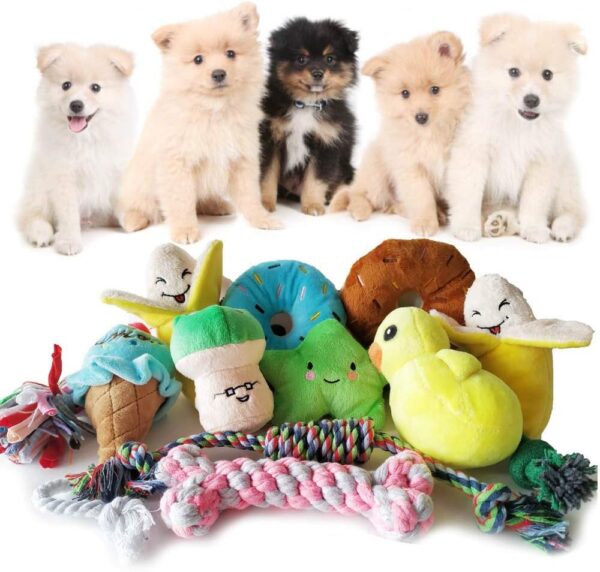 Senyoung Dog Toys,12 Pack Puppy Chew Toys Gift Sets,Interactive Cute and Safe Stuffed Plush Chew Squeaky Toys,Tough Rope Chew Toys, Durable and Washable, for Small/Medium Dogs. - Image 2