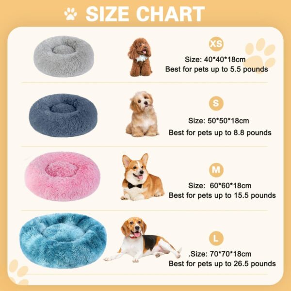 Belababy Donut Dog Bed with Removable Cover, Washable Anti Anxiety Dog Cat Bed for Small Medium Dogs, Calming Pet Puppy Bed and Fluffy Plush Cuddler with Anti-Slip Bottom, Gradient Pink, 40cm - Image 5