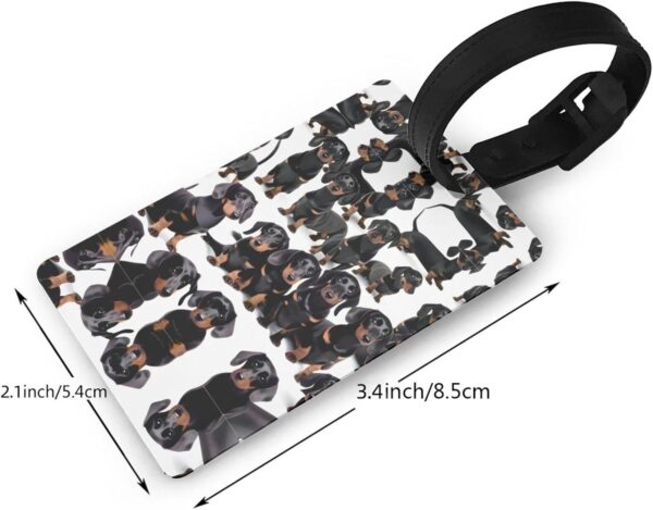 Dachshund Weiner Pet Dog Print Fun Suitcase Tag and Cute Baggage Identifier, Leather Luggage Tags Travel Accessories - Image 2