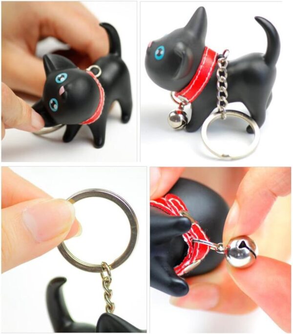 JOYJULY Cat Kitten Keyrings Chain Kawaii Adorable Bag Pendant Toy Lovers Kids Key Chains (Black + White) - Image 4