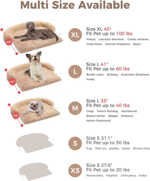 PAWZ Road Fluffy Dog Couch Bed, Modular Dog Bed for X-Large Dogs, Calming Dog Sofa, Dog Mat Furniture Protector(XL 115 cm, Fit Pet 45 kg, Camel) - Image 2