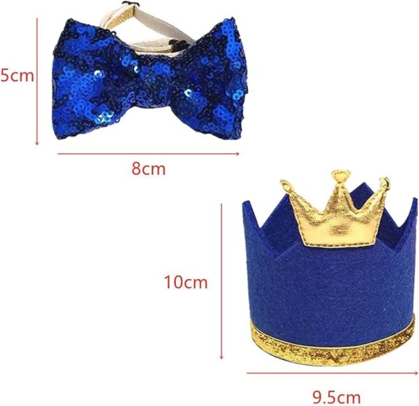 2 Pcs Dog Crown Hat Blue Cute Pet Bow Tie Pet Birthday Supplies Pet Hat Set for Pet Cute Decoration - Image 7