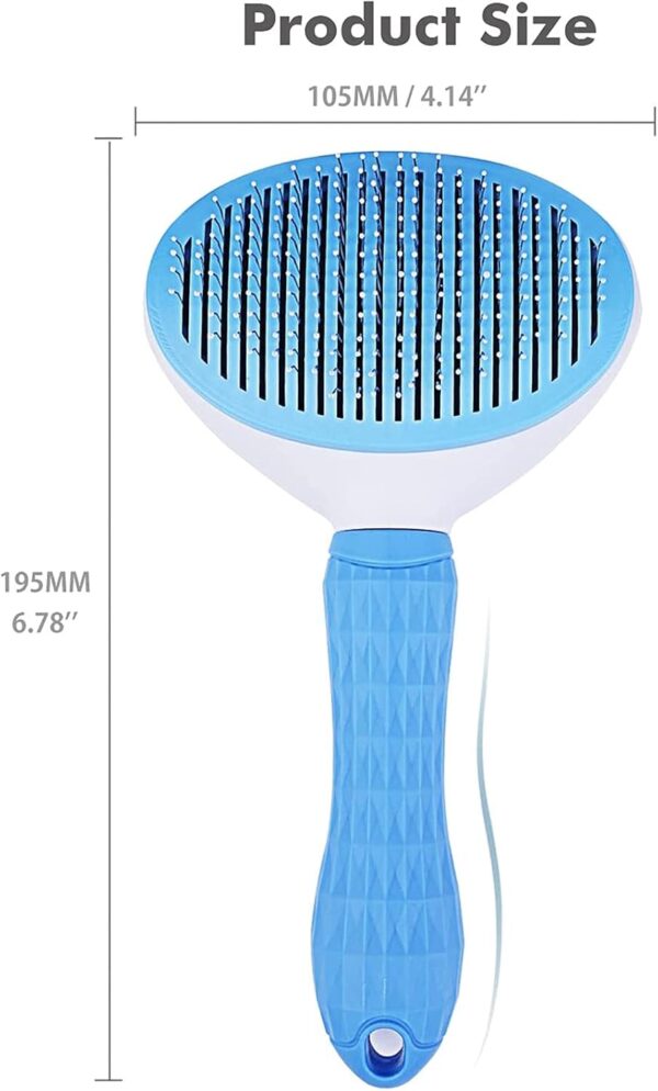 Dog Brush Cat Brush Grooming Comb,Self Cleaning Cat Dog Slicker Brushes with Smooth handle,Pet Grooming Tool with Cleaning Button for Cat Dog Shedding Tools Cat Dog Massage Clean Tangled Brush (Blue) - Image 5