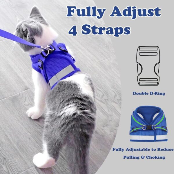 Anlitent Padded Air Mesh No Choke Cat Harness and Lead Set for Small Animals Mouse/Cats Daily Walking, Easy Control Breathable Reflective Strips Jacket Dog Harnesses Best Pet Supplies (X-Small, Blue) - Image 4