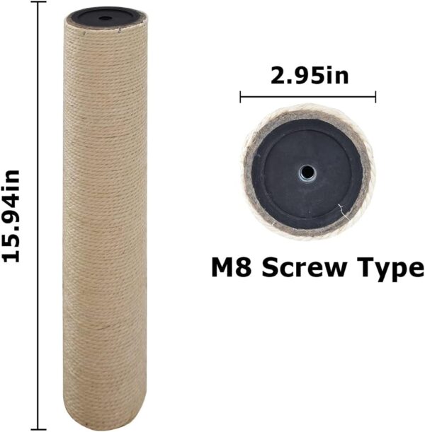 Sisal Cat Scratching Post, Replacement Parts, Scratching Post for Cats with Screws, Scratching Post for Cats, Scratching Post for Cats (M8_Φ60_40.5cm) - Image 2