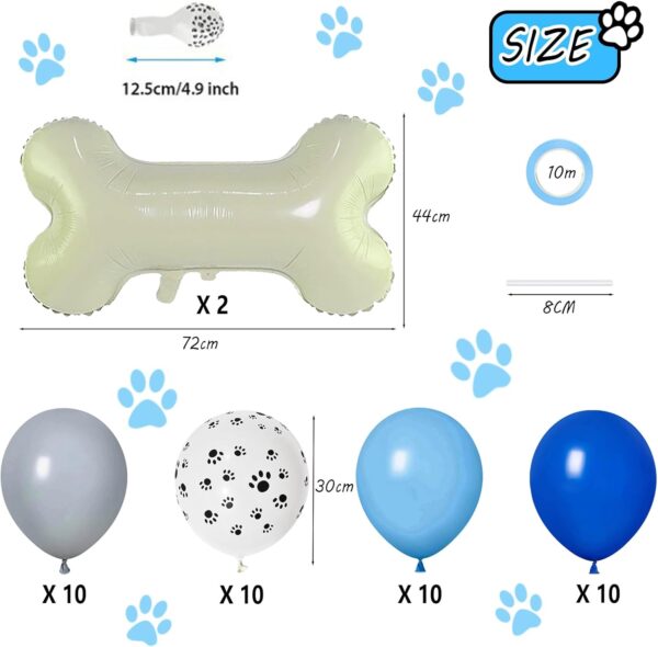 45 Pieces Dog Themed Party Decorations, Gray Bone Balloons, Blue Balloons, Light Blue Balloons, Paw Print Balloons, Gray Balloons, Ribbons And Straws For Dog Kids Birthday Party (blue) - Image 6