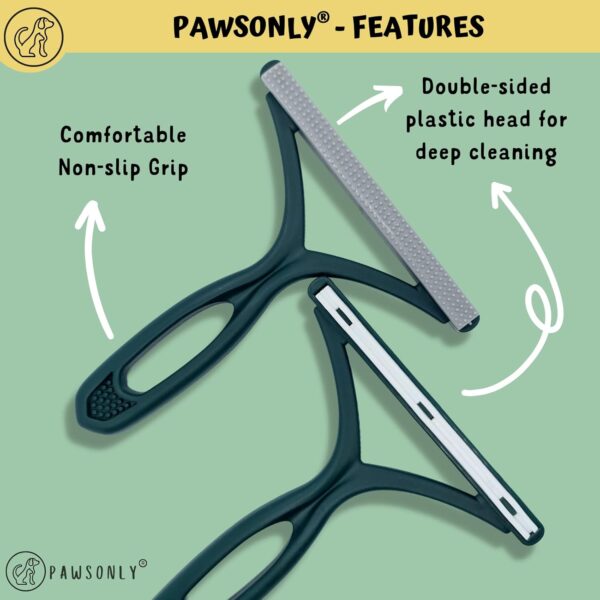 PawsOnlyUK Pet Hair Remover for Carpet Sofa Car Furniture Stairs Pet Bed Rugs | Carpet Scraper Tool | Reusable Lint Remover | Portable Carpet Brush | Easy to Clean Cat Dog Hair Fur (Green) - Image 3