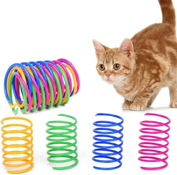 12 pcs Colorful Spring Cat Toys, Cat Spring Toy Spring Toys for Cats BPA Free Plastic Interactive Toys to Kill Time and Keep Fit for Swatting, Biting, Hunting Active Healthy Play Kitten Toys - Image 2