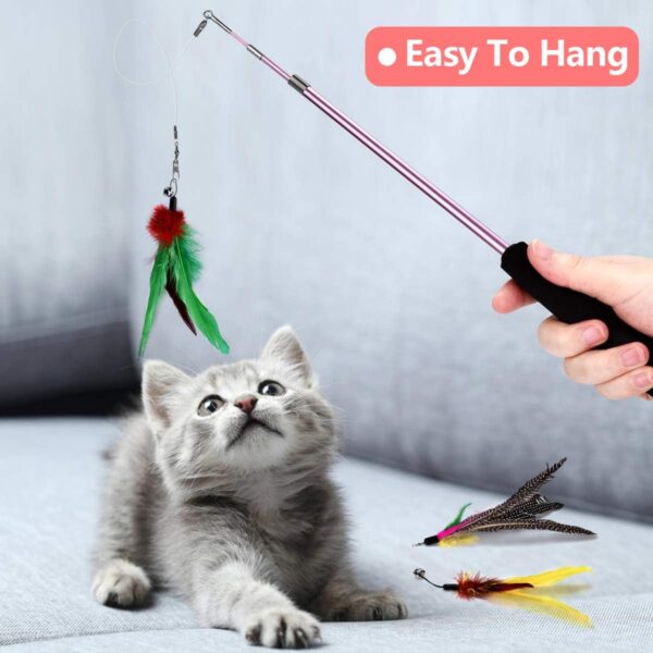 Bojafa Cat Toys For Indoor Cats Adult: Interactive Kitten Cat Feather Wand Toys 15Pcs Cat Teaser Toys - Image 5