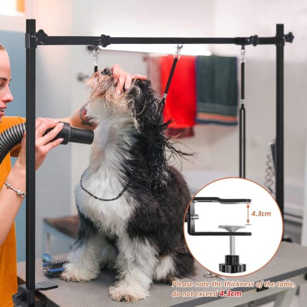 HIDOG Dog Grooming Arm with Clamp, H-Shape Adjustable Dog Grooming Table Arm with Loop Noose, Height and Width Adjustable Pet Grooming Supplies for Dogs and Cats - Image 4