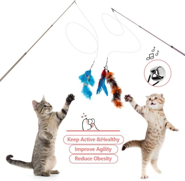 Bojafa Cat Toys For Indoor Cats Adult: Interactive Kitten Cat Feather Wand Toys 15Pcs Cat Teaser Toys - Image 4