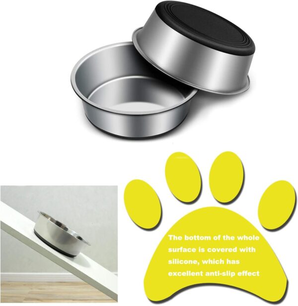 SUOXU Thick Stainless Steel Dog Bowls, Large Dog Bowl With Non-slip silicone Bases, 2500ml Large Dog Feeder Bowls And Water Bowls(XL-25.5cm) - Image 3