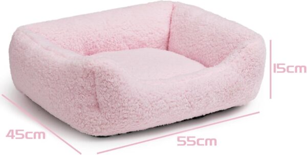 Hollypet Cat Bed Sherpa Fleece Small Dog Bed Pet Bed for Cats and Puppy, Soft Pet Sleeping Bed Breathable Pet Cushion, Light Pink(55 * 45 * 15cm) - Image 2