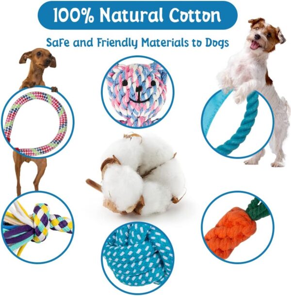 Labeol Puppy Toys from 8 Weeks Dog Toys Interactive Puppy Chew Toys 10Pcs Indestructible Tough Dog Rope Toys Natural Cotton Small Dog Toys for Small Puppy and Medium Dogs - Image 2