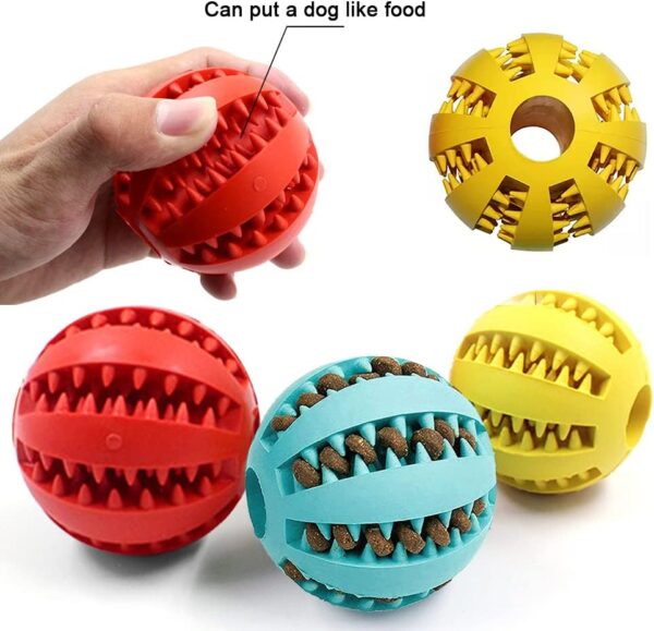 3 Pieces Dog Toy Ball 4.8cm Treat Dispenser Ball Toy Interactive Enrichment Dog Toys for Boredom Small Dog Puzzle Toy Teeth Cleaning Chew Toy Exercise Game IQ Training Ball for Indoor Puppy Cat - Image 3