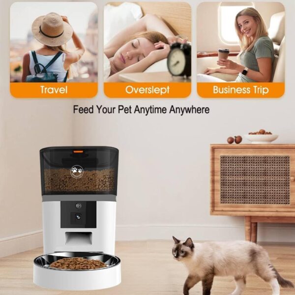 KAR PRIVATE PETS 6L WiFi Automatic Cat Feeder with Camera, Food Dispensers, Cat Feeder Automatic with Timer Feeding & Watering Supplies for Cats, Dogs, Mobile APP Control (Black) - Image 4