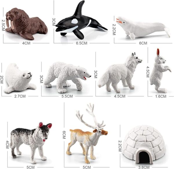 10pcs Polar Animals Figurines,Polar Arctic Animal Toy Figurines Set Arctic Animals Figurines Realistic Polar Animal Models Arctic Circle Ocean Sea Animal Figurines Playset for Kids Educational Toys - Image 2