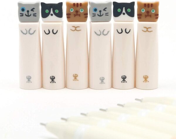 CATPOWER Black Ink Gel Pens, 6 Pack Cute Pens Japanese Kawaii Cat Gel Pens, Ultra Fine Point 0.38mm Fine Tip Pen Set Rollerball Pens for Stationary School Office Supplies - Image 2