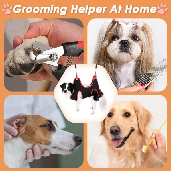 Eyein Pet Grooming Hammock Supplies Kit for Dogs & Cats, 12 In 1 Dog Grooming harness with Comb & Nail Clippers/Breathable Dog Grooming Restraint Bag for Pets Nail Trimming Bathing Ears Care Washing - Image 8