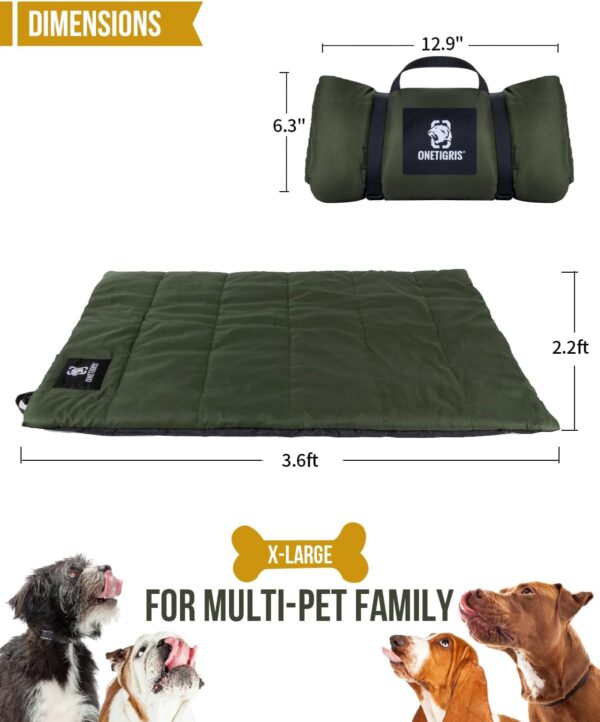 OneTigris Dog Bed Travel Large, Portable Dog Bed Camping Dog Bed for Washable Durable Oxford Portable Dog Sleeping Mats for Car Crate Sofa also For Indoor Outdoor Camping Travel Green - Image 4