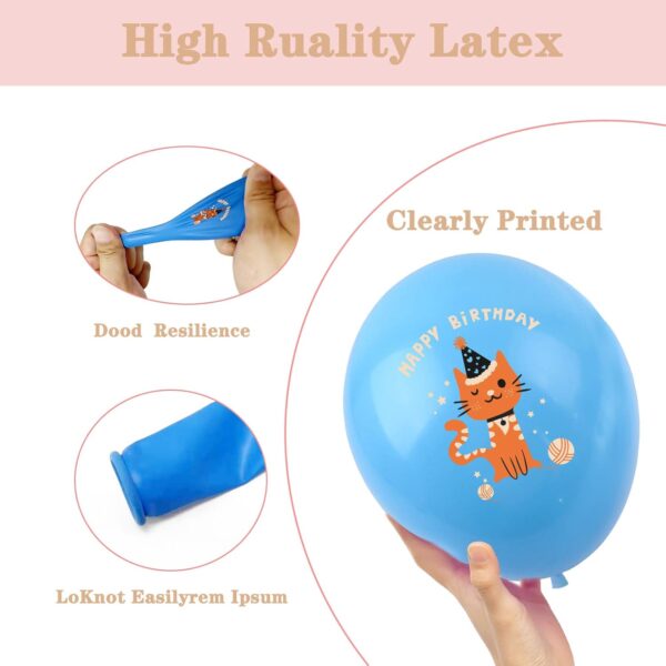 25 Pcs Cat Birthday Party Latex Balloons，12Inch Cute Cartoon Kitten Print Balloons，Cat Theme Birthday Party Decorations Supplies - Image 3