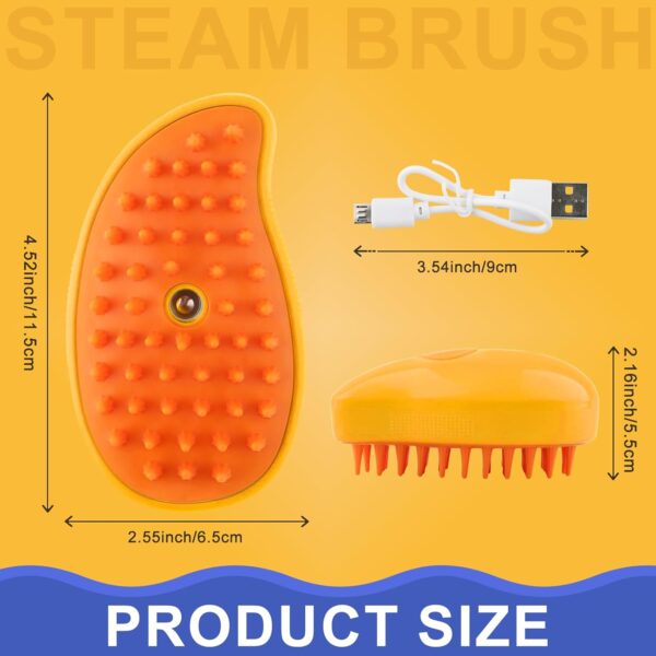 Cat Steam Brush, 3 In 1 Cat Steamy Brush, Silicone Massage Grooming Brush, Pet Hair Cleaning Brush Comb for Cats Dogs by ZITSMS(Yellow) - Image 2