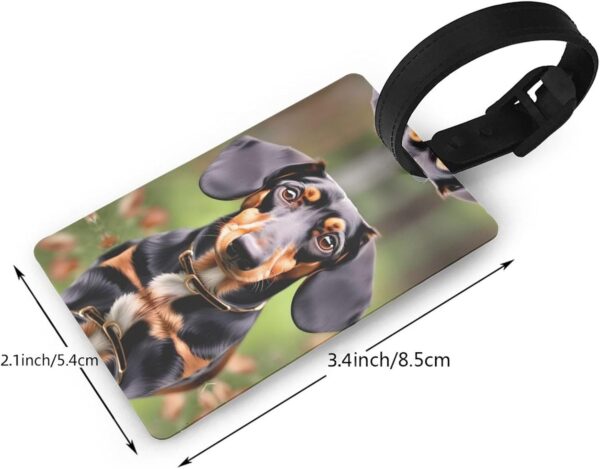 Mqgmz Dachshund Weiner Pet Dogs Print Suitcase Tag Luggage Tags Labels,Instrument Leather Bag Case Tags Travel Accessories - Image 2