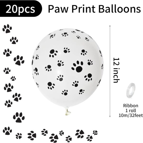 Baipian Paw Balloons, 20 Pcs Dog Paw Balloons, 12 Inch White Paw Print Balloons Pet Latex Balloons Helium for Kids Animal Dog Themed Party, Dog Birthday Decorations, Puppy Dog Themed Party Supplies - Image 2