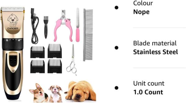 Eyeleaf Pet Dog Grooming Clippers - Rechargeable Low Noise Cordless Pet Clippers, Professional Dog Hair Trimmer Grooming Kit with 4 Guide Combs and Cleaning Brush Nail Kits for Dogs Cats Any Animals - Image 8