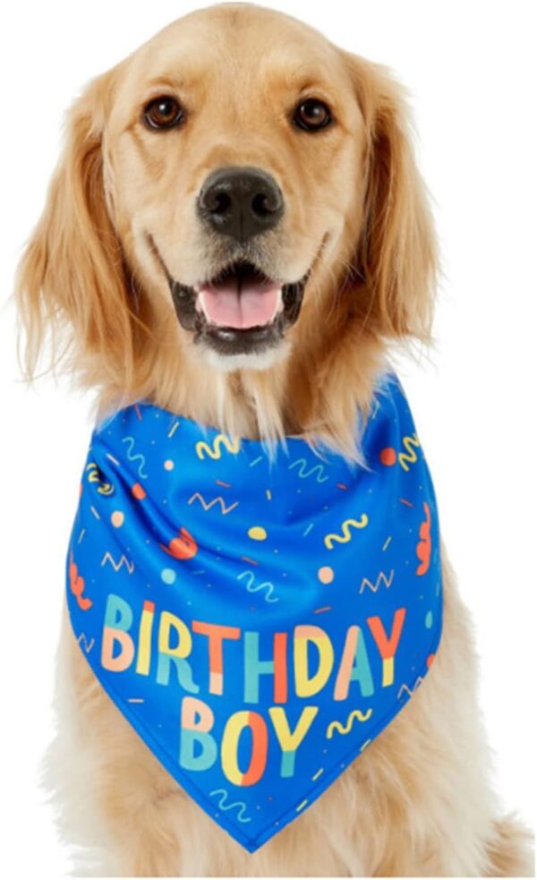 Dog Birthday Bandana,Birthday Dog Bandana Boy Triangle Scarf Triangle Dog Scarfs Bandanas for Small Medium Dogs Pets Birthday Party Supplies (Blue) - Image 4