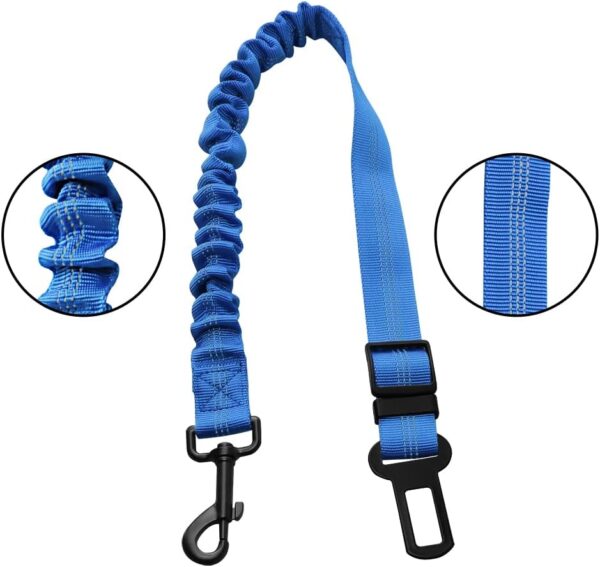 Dog Car Harness,Dog Seat Belts for Cars UK, Dog Safety Seat Belt Adjustable with Elastic and Safety Buckle of Car Travel Accessories for Pets(Blue) - Image 3