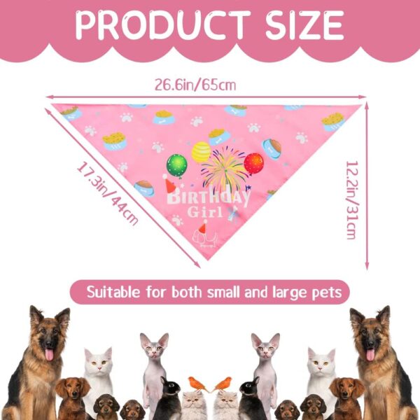 Dog Birthday Bandana Large Breed Girl & Boy, Soft Dog Triangle Scarf Bib Accessories, Washable Adjustable Pet Kerchief, Party Supplies for Small Medium Cats Pets (Pink) - Image 2