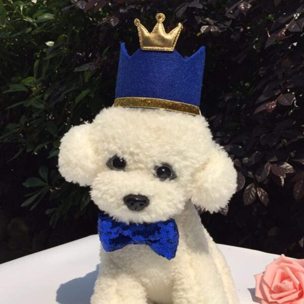 2 Pcs Dog Crown Hat Blue Cute Pet Bow Tie Pet Birthday Supplies Pet Hat Set for Pet Cute Decoration - Image 4