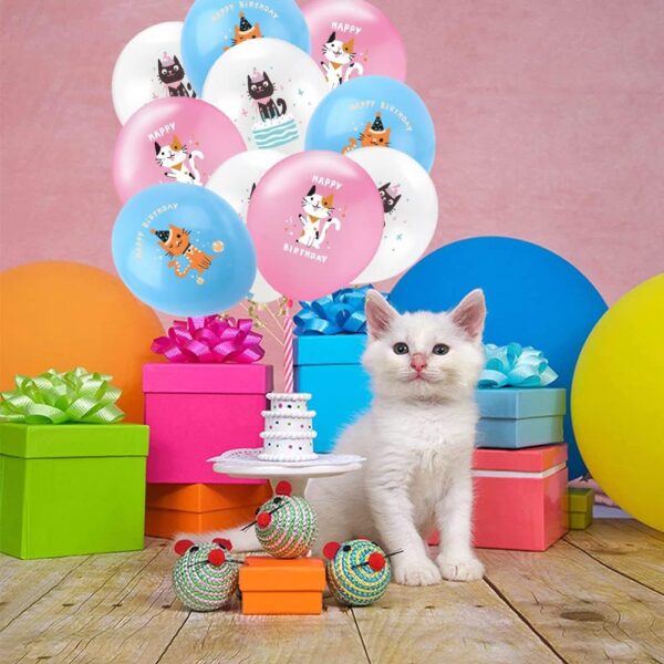 Cat Party Decorations，Cat Birthday Party Supplies，Cat Face Happy Birthday Banner cat cake decorations cat print balloons，Animal pet party decorations cat themed birthday party Baby Shower - Image 5