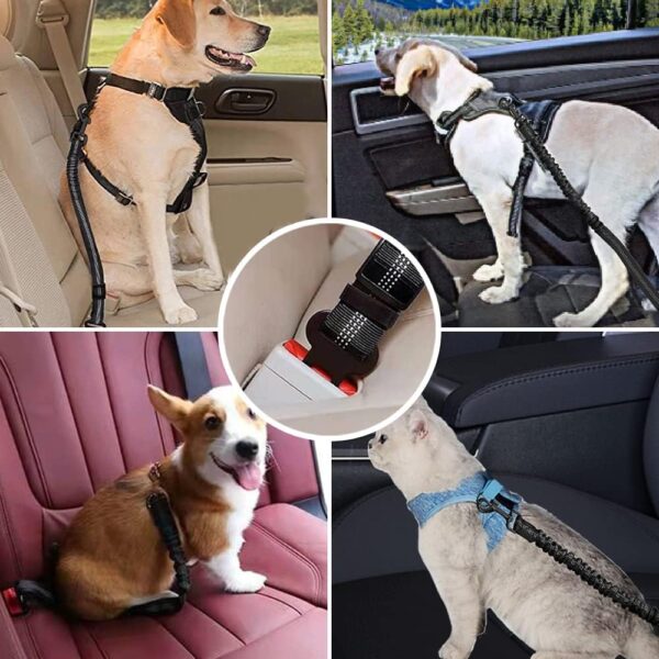 Dog Car Harness, Dogs Car Seat Belts 53cm Dog Safety Seat Belt Adjustable with Elastic and Safety Buckle of Car Travel Accessories for Pets (Black) - Image 7