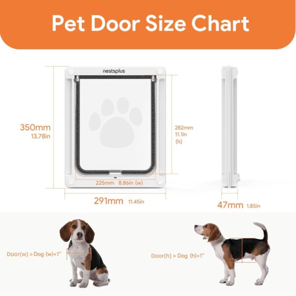 Dog Door, Pet Door for Dogs and Cats, 8.86" x 11.1" Inner Frame for Medium Dog and Pets, Easy to Install, Closing Panel Included, Durable Frame Doggy Door for Door & Wall, White Doggie Door, Medium - Image 5