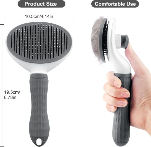 Cat Brush Dog Brush, Cat Grooming Brush, Slicker Dog Brushes for Grooming, Dog Brushes for Shedding Tool for Dogs, Cat Hair Remover Cat Grooming Brush, Cat Brush for Short/Long Haired Cats, Grey - Image 6