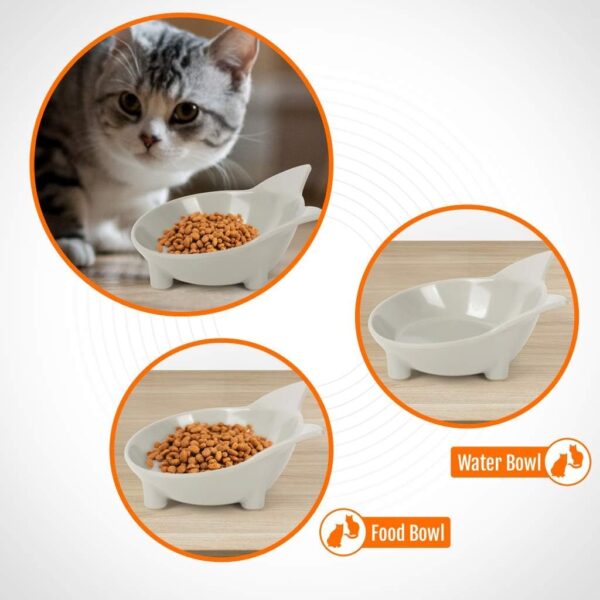 Cotill Cat Bowls, Anti-slip Multi-purpose Cat Food Bowl Pet Water Bowl Cat Feeding Bowl, Set of 3 - Grey/Black/White - Image 5