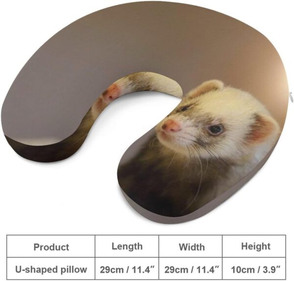 Cute Ferret Pet Neck Pillow for Travel Memory Foam U Shaped Support Cushion Plane Pillows Train Car Office - Image 2