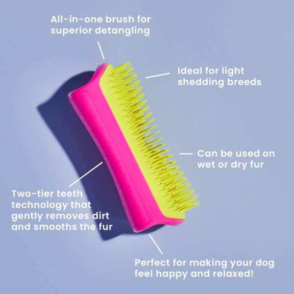 Tangle Teezer | Pet Teezer | Detangling and Dog Grooming Brush | Dry Brush or Dog Bath Brush | Pink & Yellow - Image 4