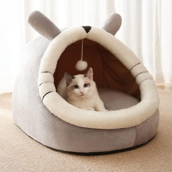 Cat Beds for Indoor Cats, Cat House with Hanging teaser toy, 2 in 1 Cat cave for playing and sleeping, Pet Bed suitable for Cats and Small Dogs - Image 3