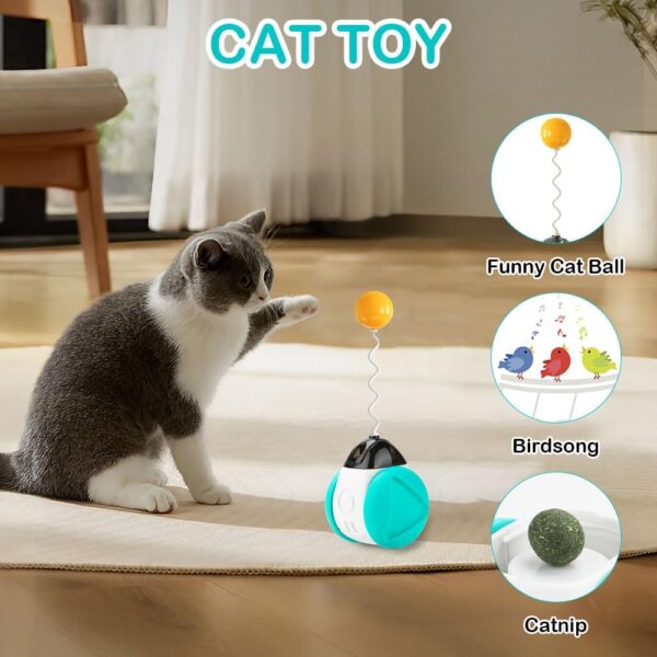 SHTALHST Cat Toys, Interactive Cat Toy for Indoor Cats Adult/Kitten, With Cat Teasers, Bird Sounds, Cat wheel and Catnip, Help Cats Boost Vitality (Lake Blue) - Image 4