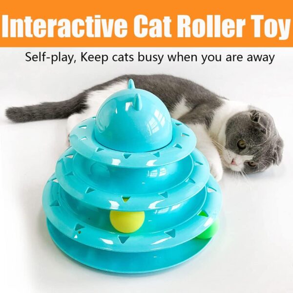 Speedy Panther 14 Pack Cat Toys Interactive for Indoor Cats Kitten Toy Fun Roller Exerciser 3 Level Cat Teaser Ball Toys Cat Feather Wand Toy - Image 4