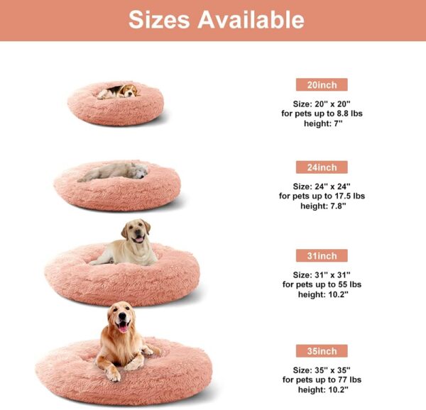 Timormode Calming Dog Beds for Small Medium Large Dogs, Washable Donut Dog Bed Cuddler with Soft Fluffy Cushion, Round Plush Cats Dogs Pet Bed Dark Pink XL (90cm) - Image 4