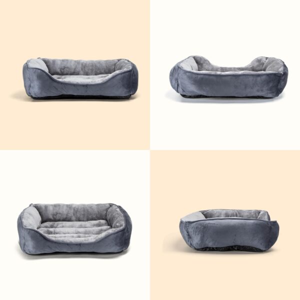 Nobleza Dog Bed Medium, Super Soft Dog Beds Medium Washable, Warm Plush Puppy Bed for Cats and Small Medium Dogs, Rectangle Grey Pet Sofa Bed with Anti-Slip Bottom, 67x57x18cm - Image 8