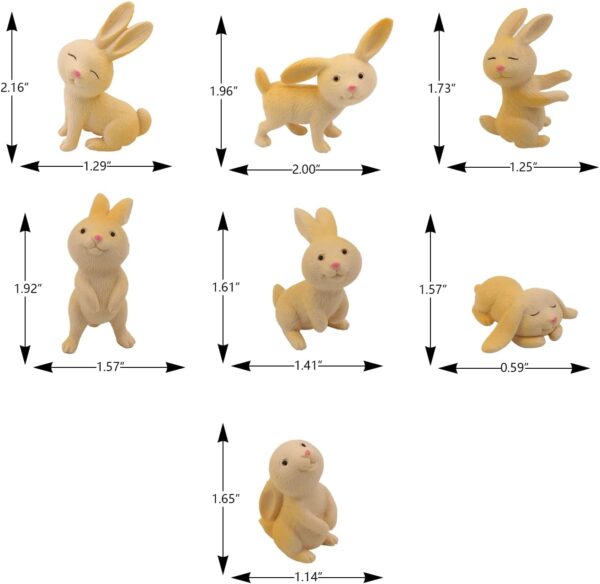 kukifun 7pcs Rabbit Figures Toys, Bunny Cake Toppers Animal Toys set, Rabbit Figurines Ornaments Fairy Garden Decorations Party Favors Gifts Kids Birthday Gift Party Supplies - Image 7